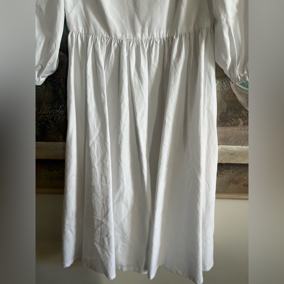 Emma Knudsen White Poplin Square neck Midi Dress - Picture 3 of 11